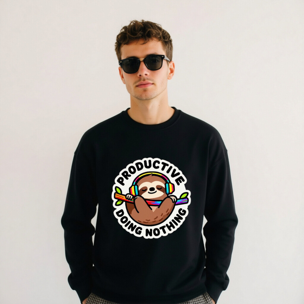 Productive Doing Nothing Sloth Sweatshirt | Unisex Crew Neck - Image 10