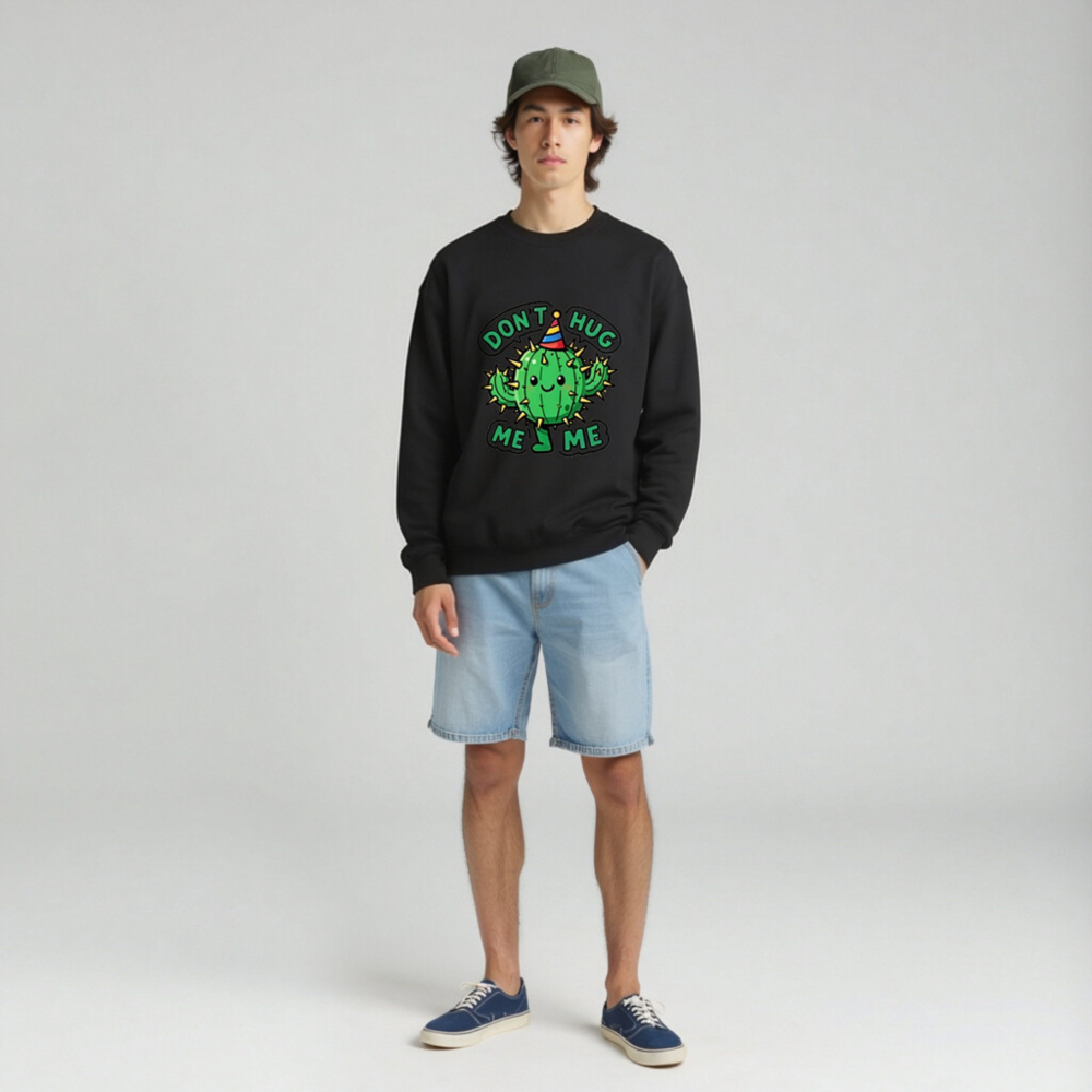 Don't Hug Me, I'm a Cactus! Unisex Crew Neck Sweatshirt - Image 3