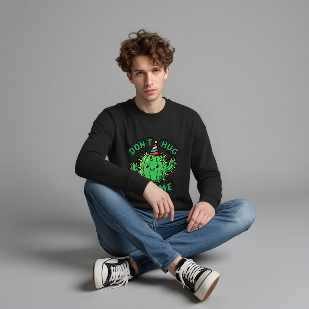 Don't Hug Me, I'm a Cactus! Unisex Crew Neck Sweatshirt - Image 4