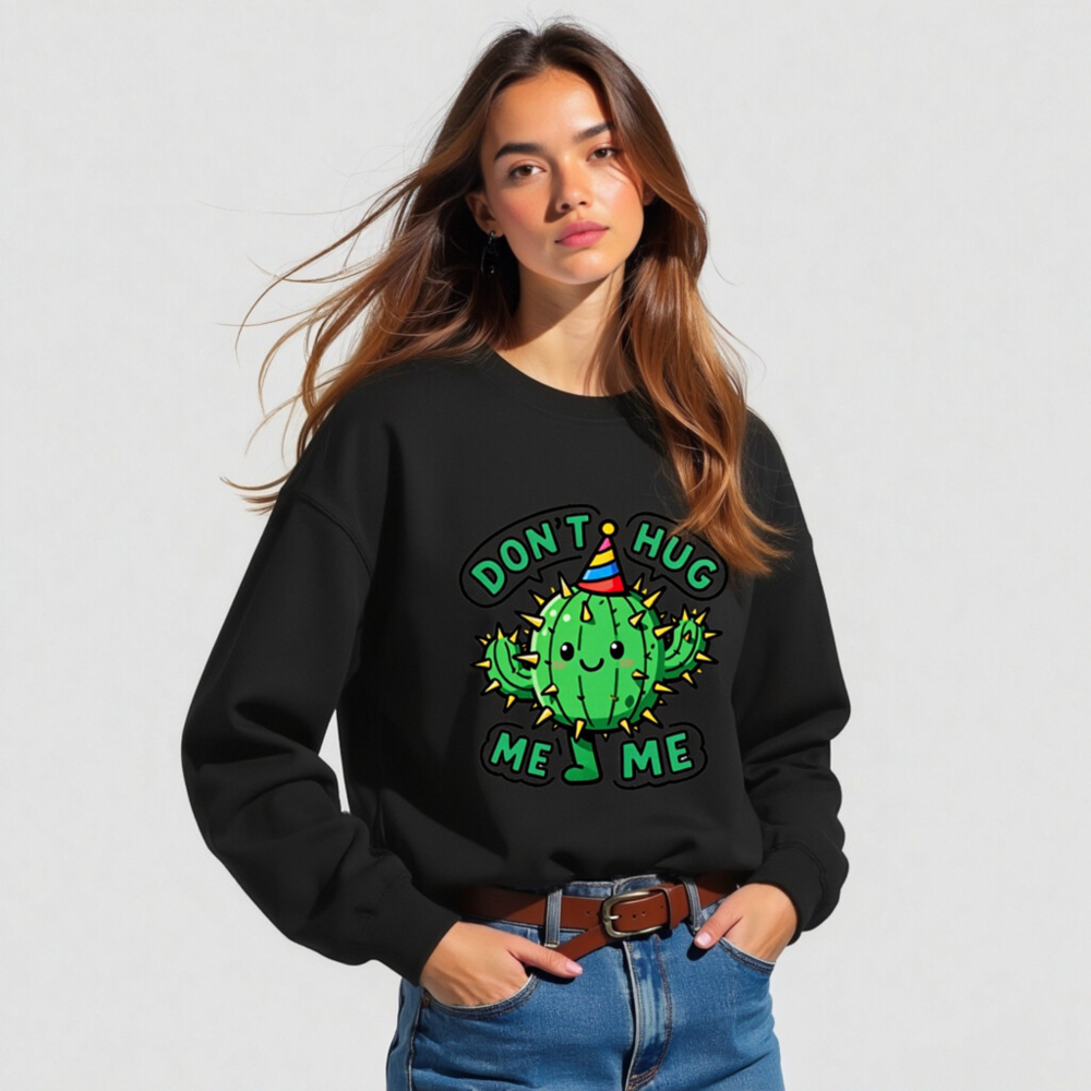 Don't Hug Me, I'm a Cactus! Unisex Crew Neck Sweatshirt - Image 5