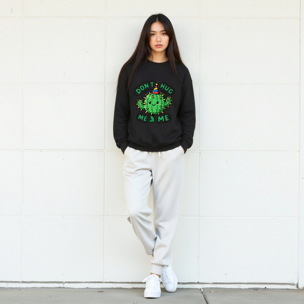 Don't Hug Me, I'm a Cactus! Unisex Crew Neck Sweatshirt - Image 9