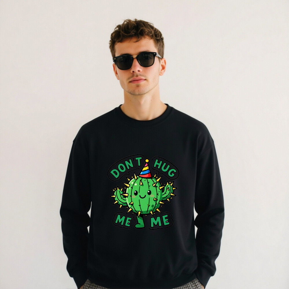 Don't Hug Me, I'm a Cactus! Unisex Crew Neck Sweatshirt - Image 10
