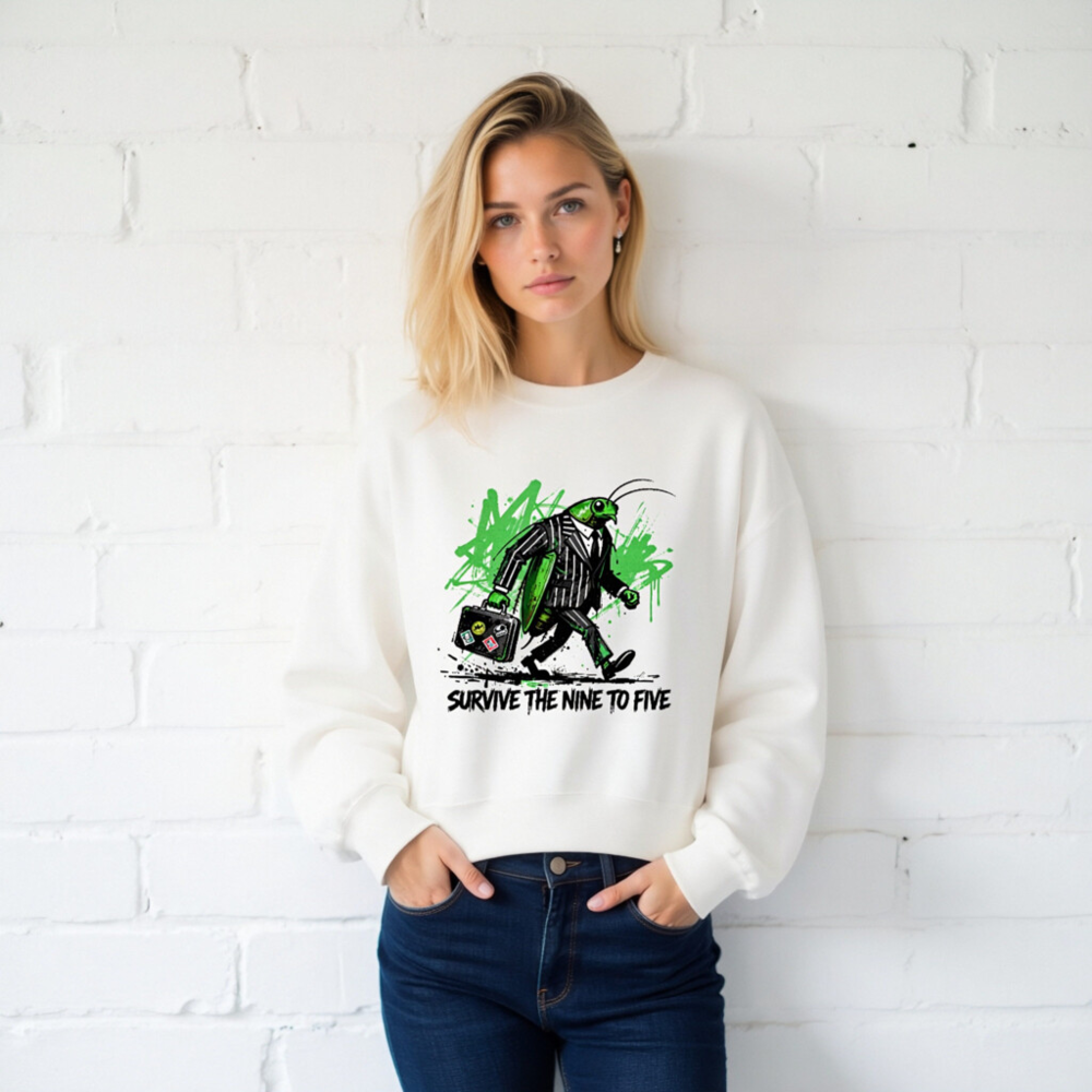 Unisex Green Grasshopper Suit Sweatshirt - Survive the Nine to Five - Image 2
