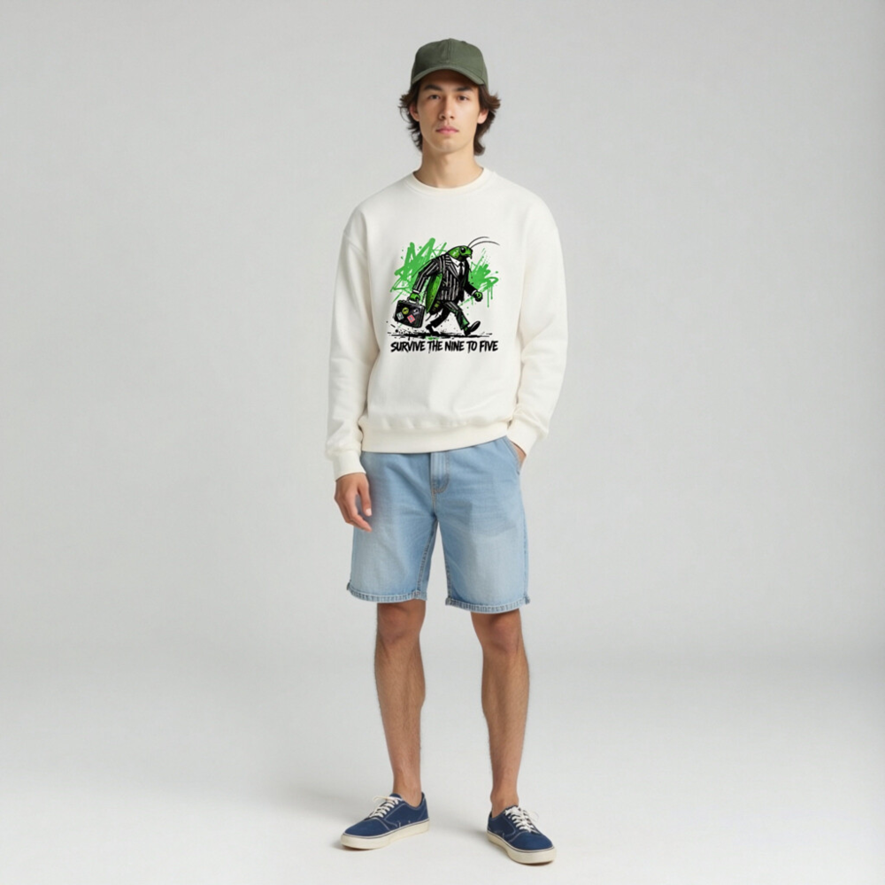 Unisex Green Grasshopper Suit Sweatshirt - Survive the Nine to Five - Image 3