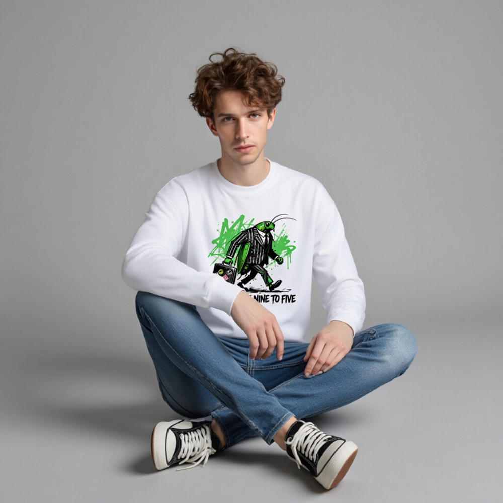 Unisex Green Grasshopper Suit Sweatshirt - Survive the Nine to Five - Image 4
