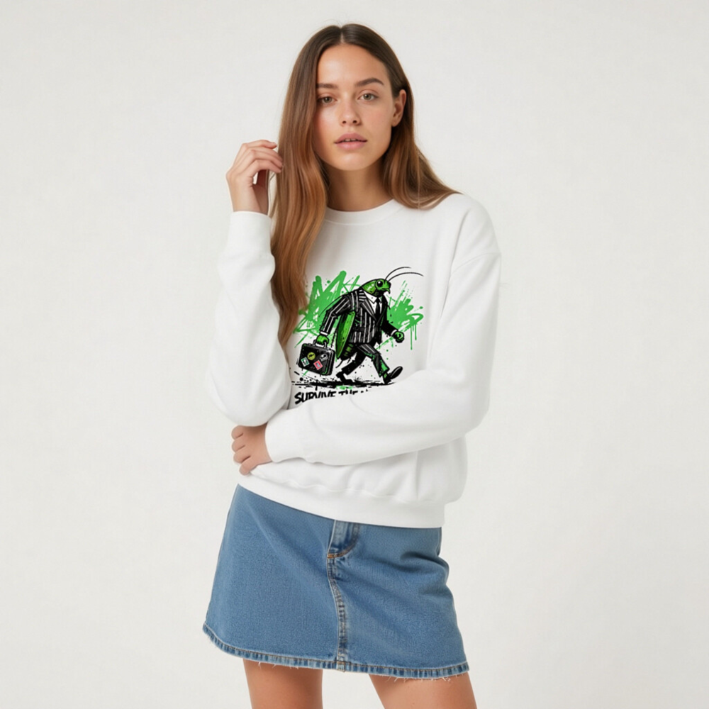 Unisex Green Grasshopper Suit Sweatshirt - Survive the Nine to Five - Image 8