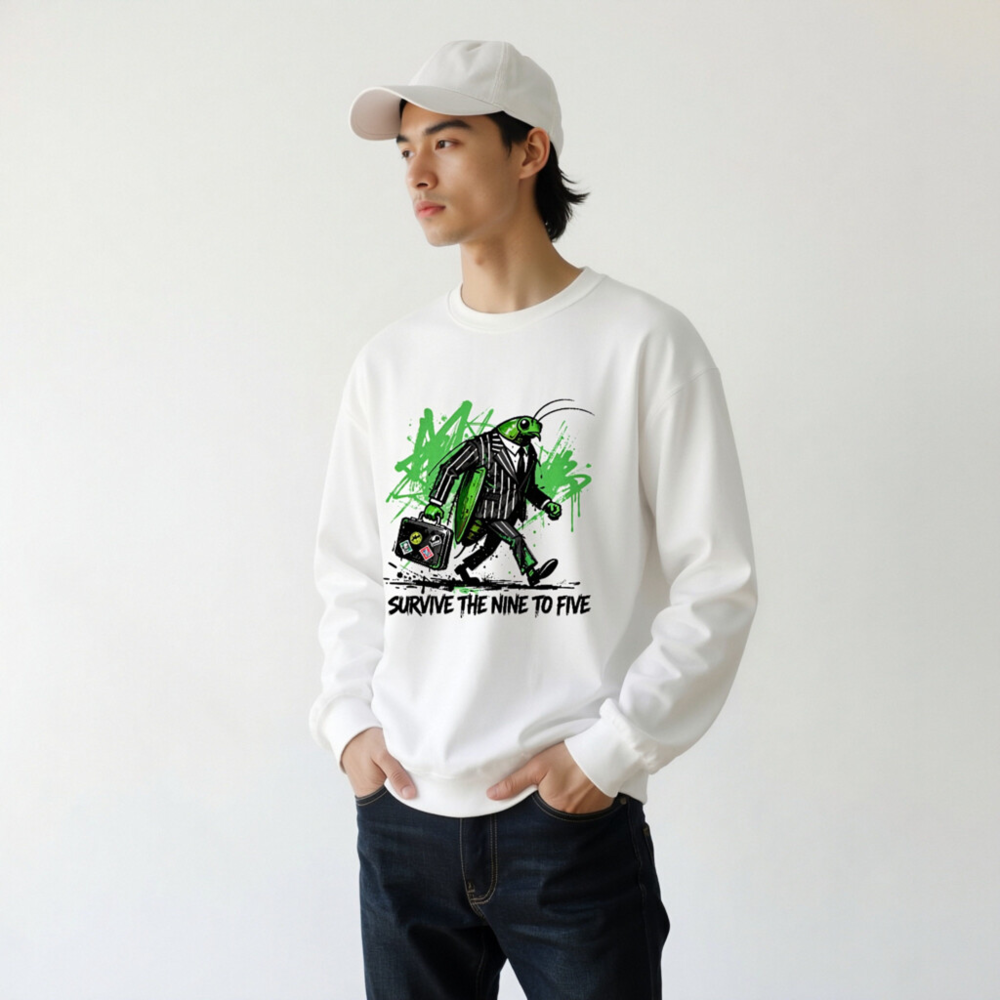 Unisex Green Grasshopper Suit Sweatshirt - Survive the Nine to Five - Image 10