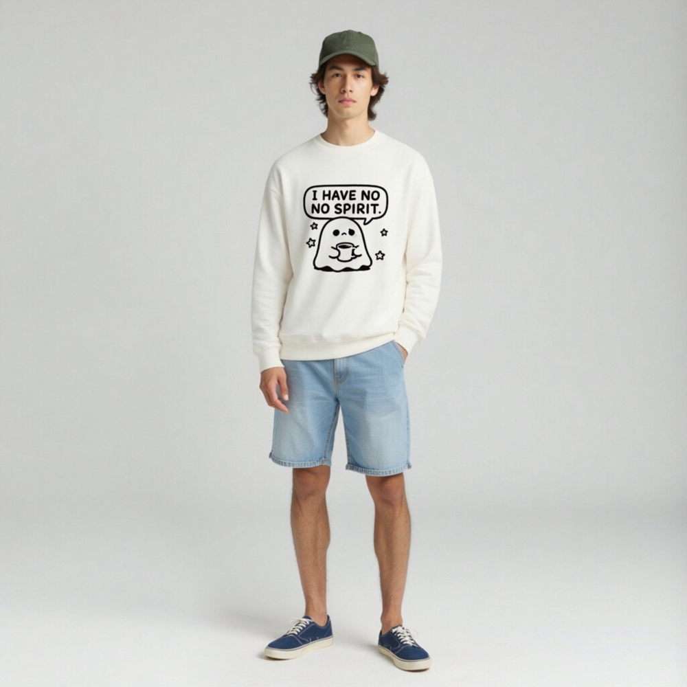 Unisex Ghost Sweatshirt - 'I Have No Spirit' Funny Crew Neck Sweatshirt - Image 3