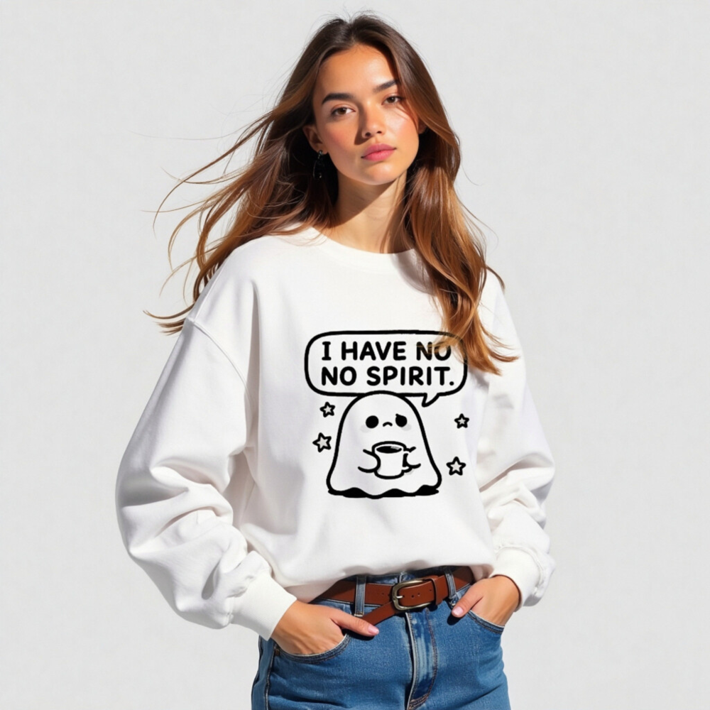 Unisex Ghost Sweatshirt - 'I Have No Spirit' Funny Crew Neck Sweatshirt - Image 5