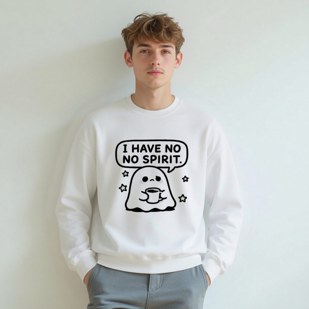 Unisex Ghost Sweatshirt - 'I Have No Spirit' Funny Crew Neck Sweatshirt - Image 7
