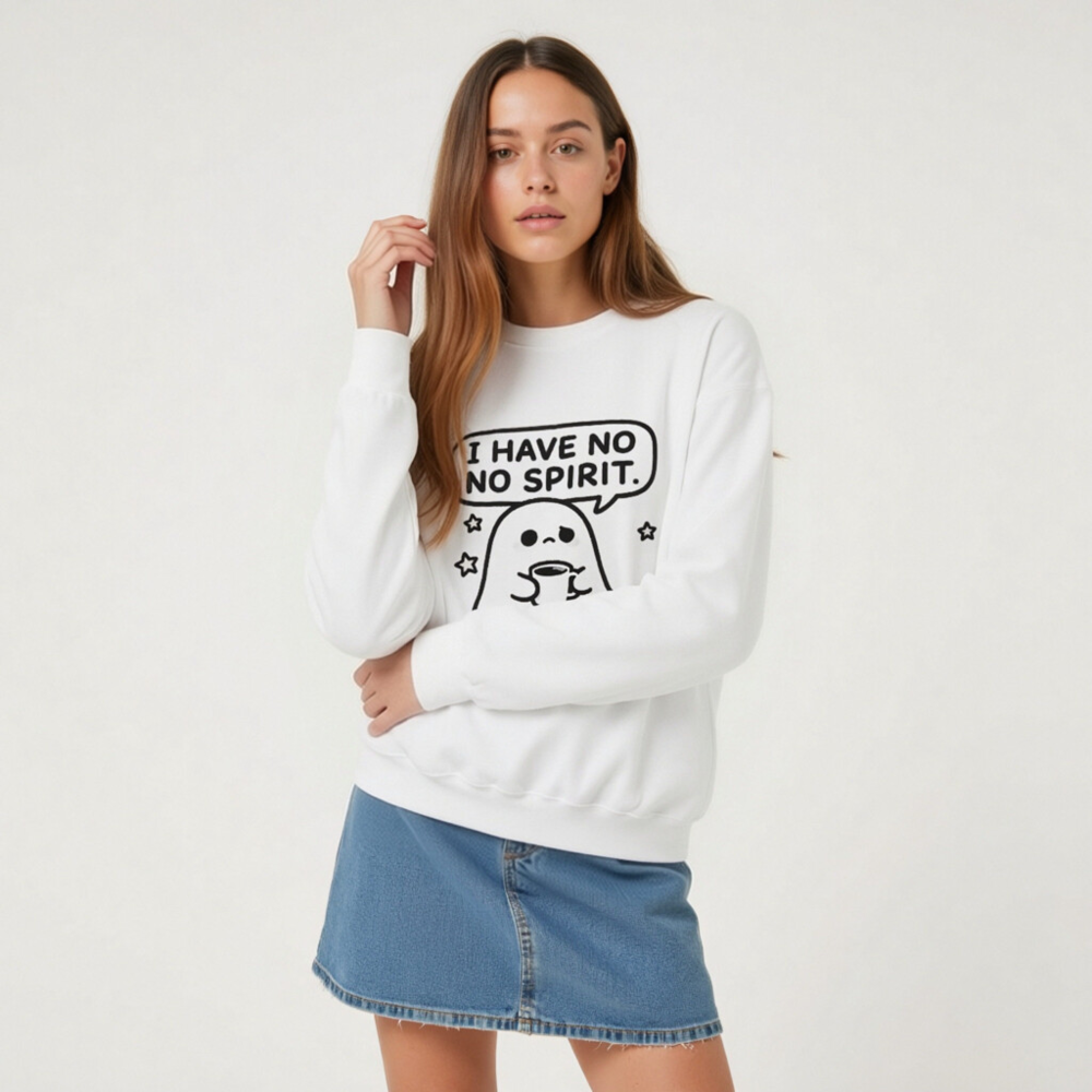 Unisex Ghost Sweatshirt - 'I Have No Spirit' Funny Crew Neck Sweatshirt - Image 8