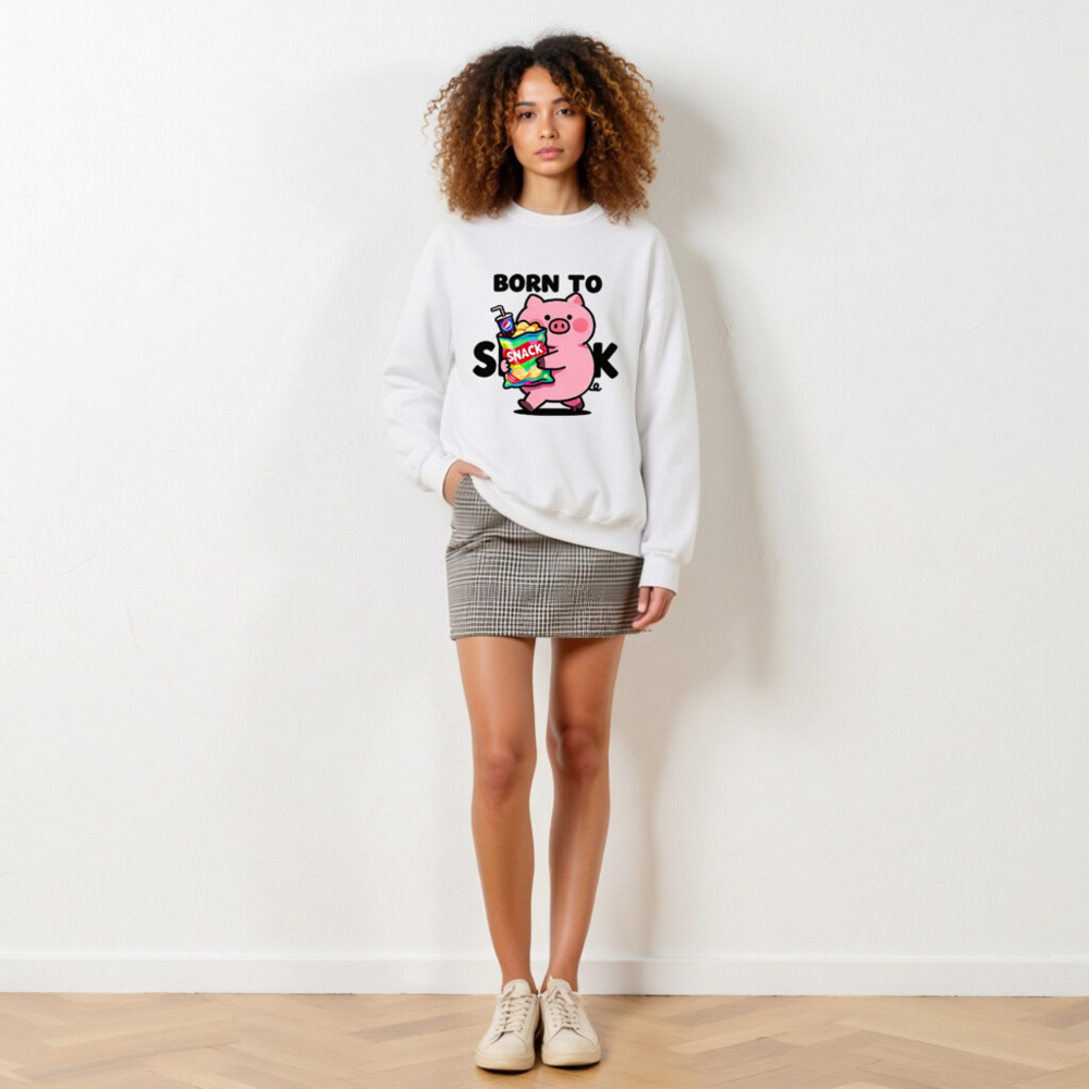 Born to Snack Pig Sweatshirt | Unisex Crew Neck, Comfortable Soft Fabric - Image 6