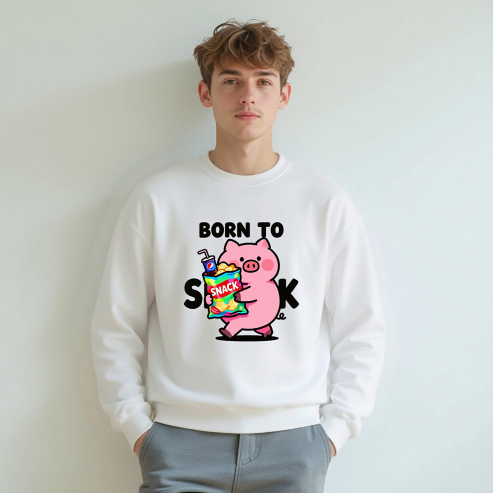 Born to Snack Pig Sweatshirt | Unisex Crew Neck, Comfortable Soft Fabric - Image 7