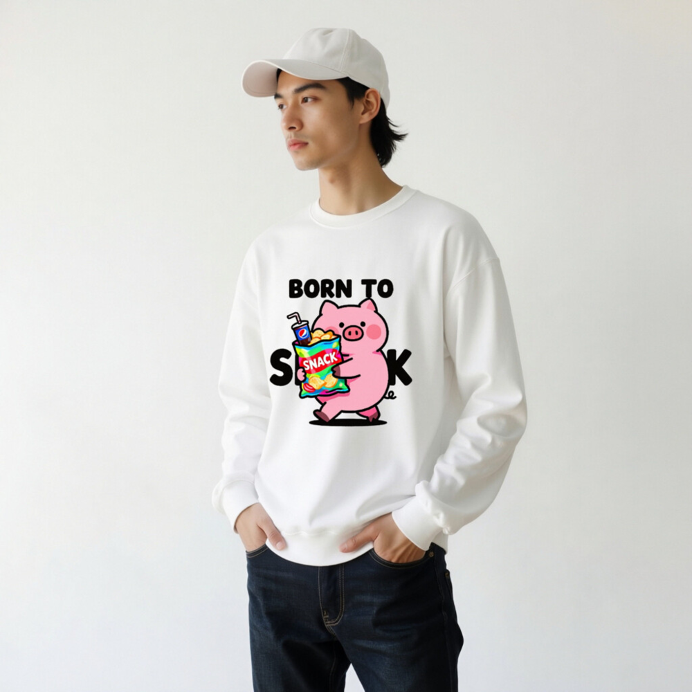 Born to Snack Pig Sweatshirt | Unisex Crew Neck, Comfortable Soft Fabric - Image 10