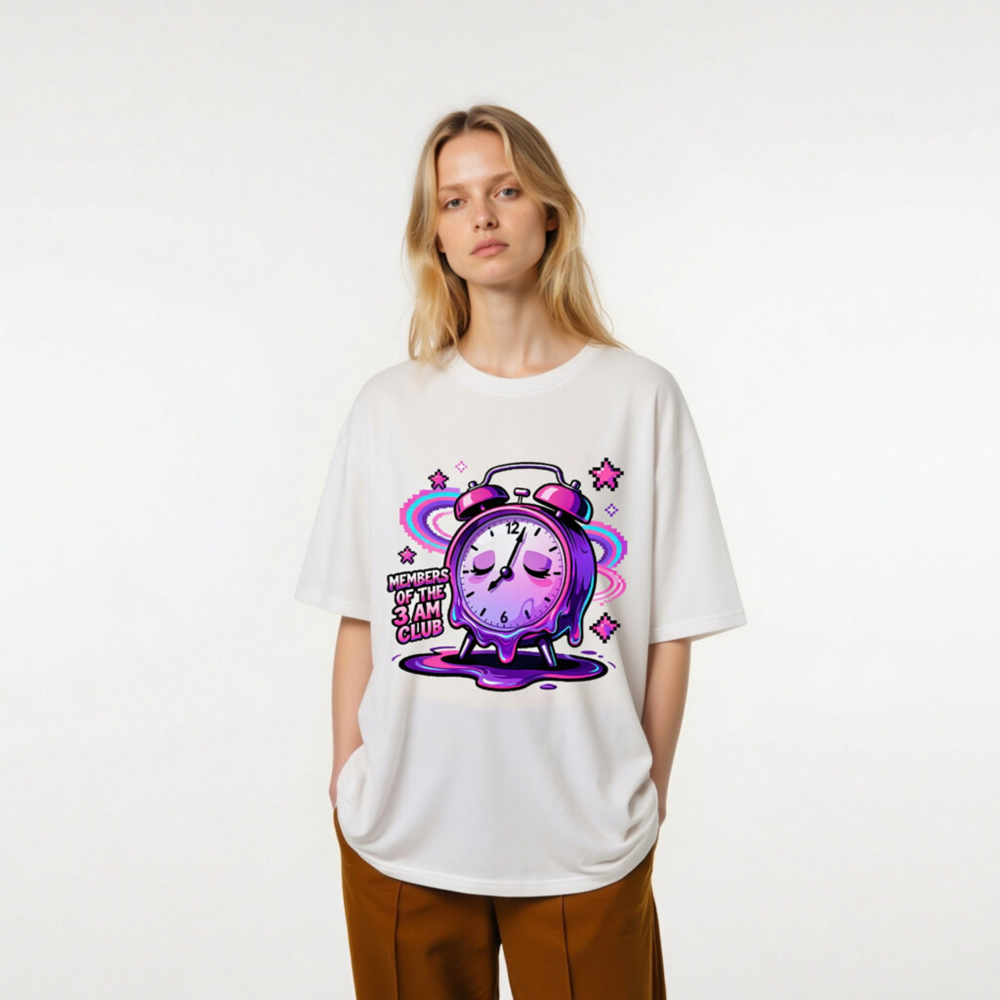 Unisex Organic Cotton T-Shirt - Members of the 3 AM Club Alarm Clock Design - Image 8