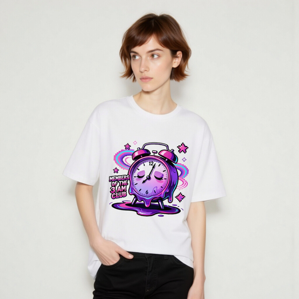 Unisex Organic Cotton T-Shirt - Members of the 3 AM Club Alarm Clock Design - Image 10