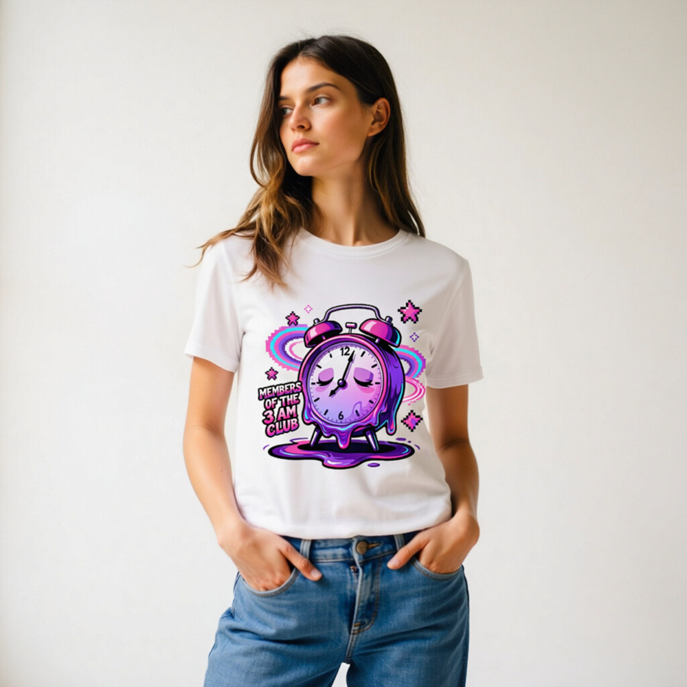 Unisex Organic Cotton T-Shirt - Members of the 3 AM Club Alarm Clock Design - Image 11