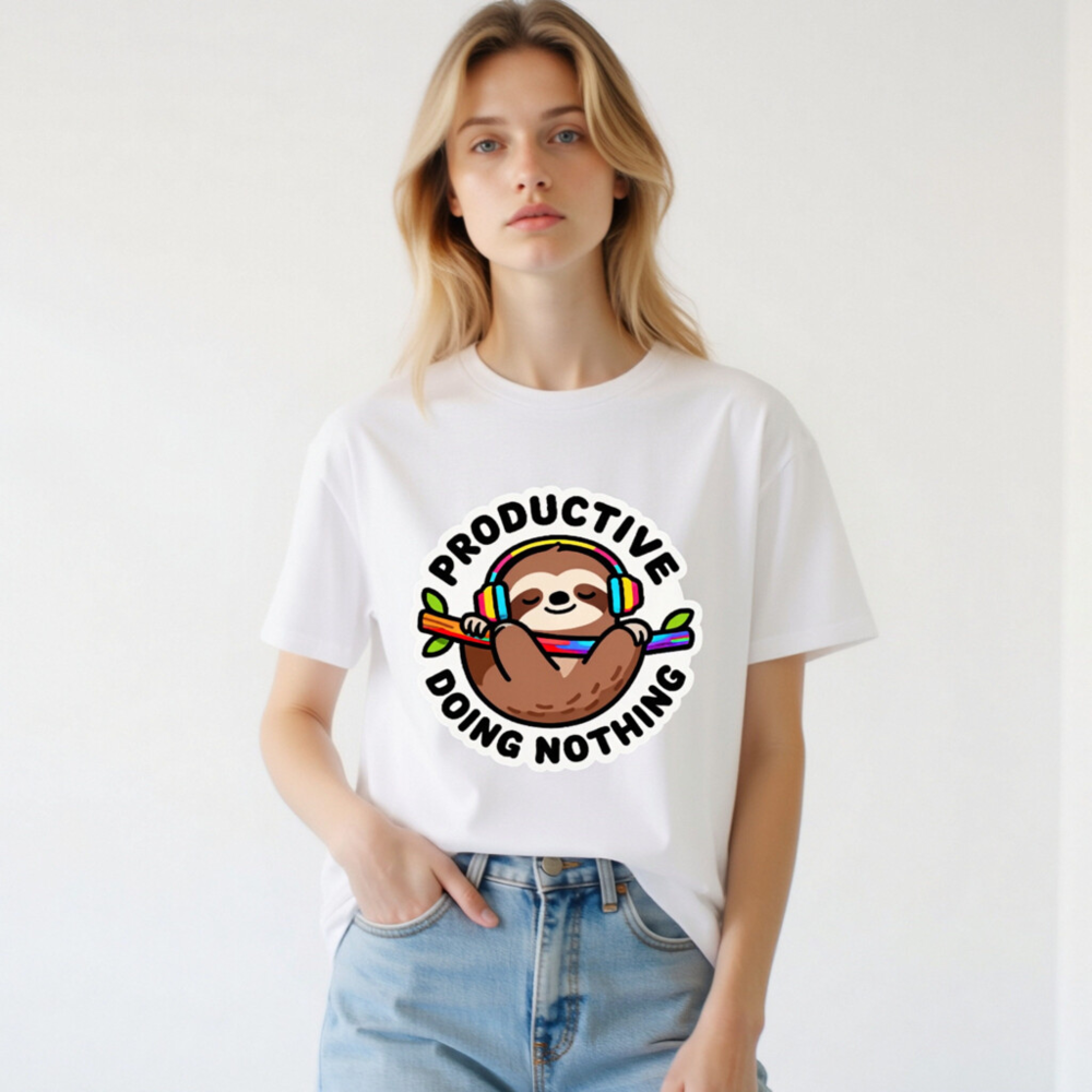 Unisex Organic Cotton T-Shirt | Sloth Doing Nothing Productive Tee - Image 2