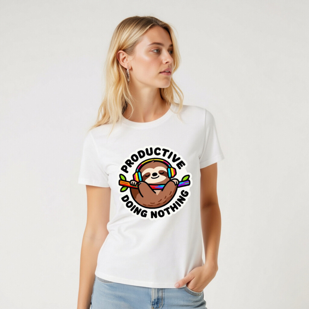 Unisex Organic Cotton T-Shirt | Sloth Doing Nothing Productive Tee - Image 7