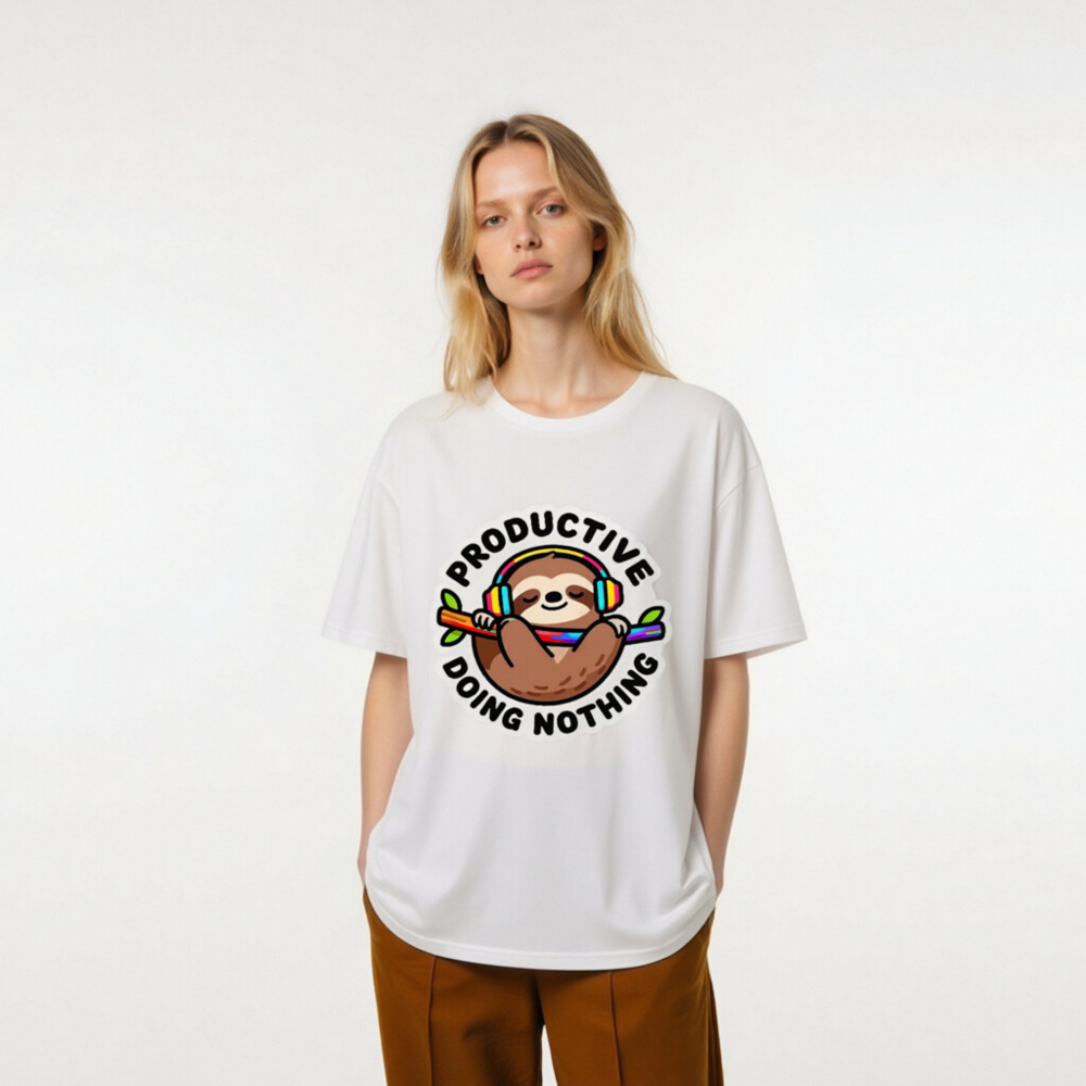 Unisex Organic Cotton T-Shirt | Sloth Doing Nothing Productive Tee - Image 8