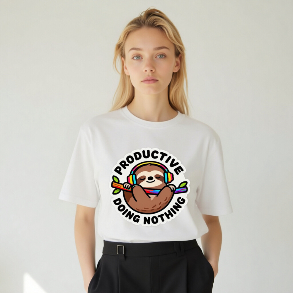 Unisex Organic Cotton T-Shirt | Sloth Doing Nothing Productive Tee - Image 9