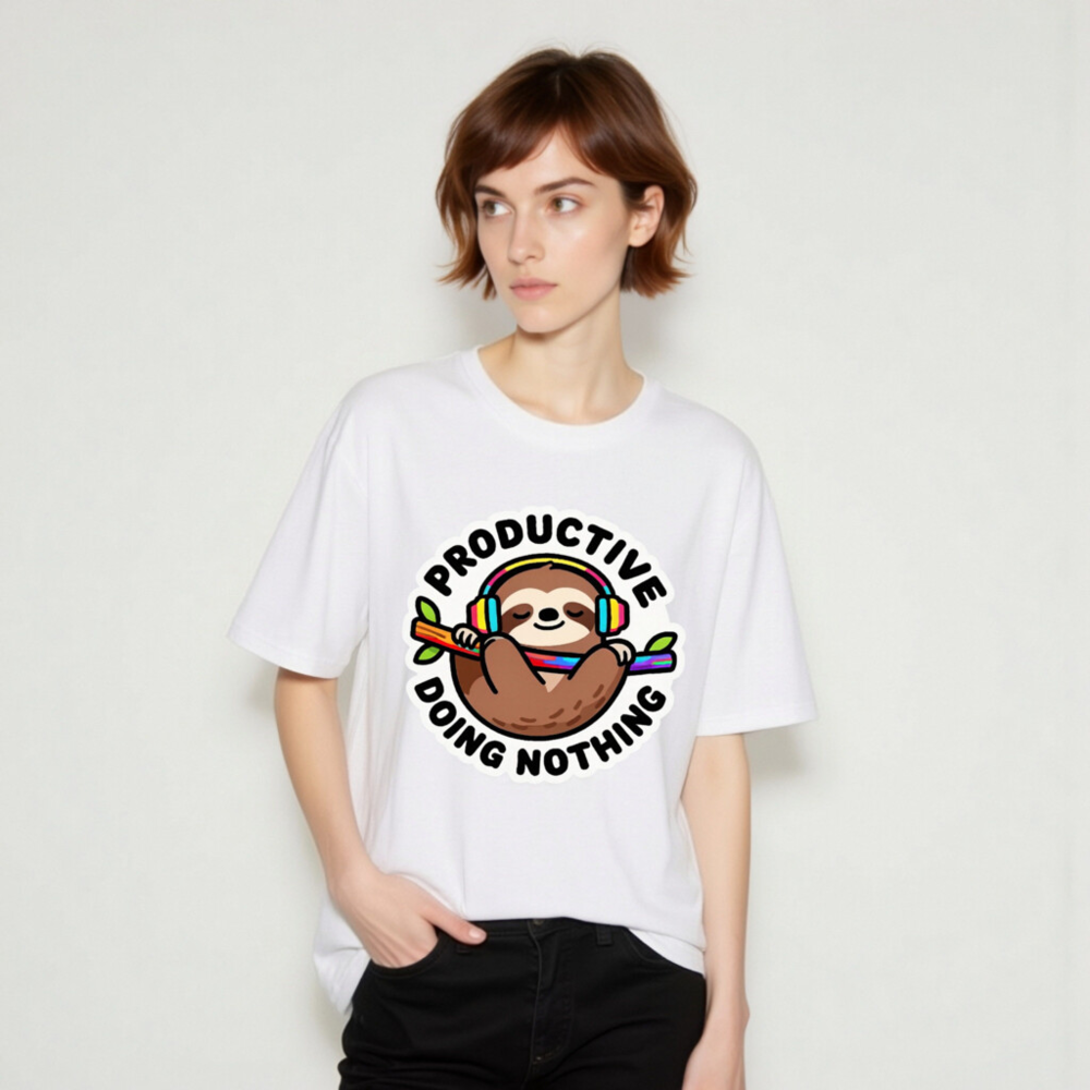 Unisex Organic Cotton T-Shirt | Sloth Doing Nothing Productive Tee - Image 10