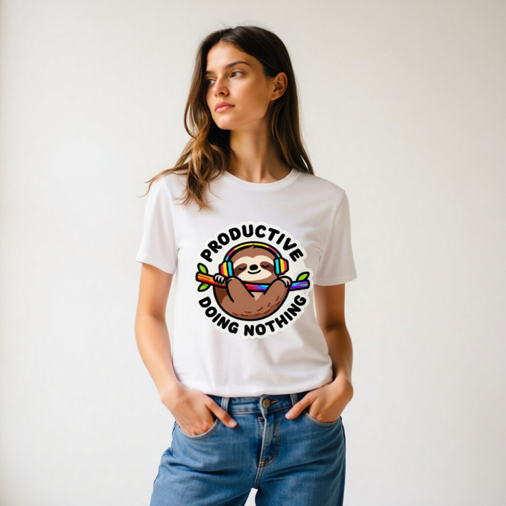 Unisex Organic Cotton T-Shirt | Sloth Doing Nothing Productive Tee - Image 11