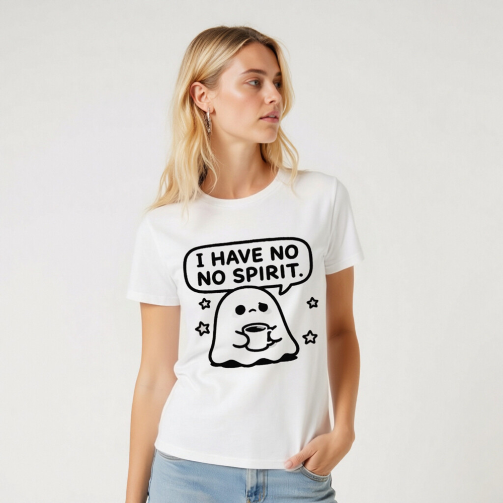 Unisex Organic Cotton T-Shirt: 'I Have No Spirit' Ghost Coffee Tee - Image 7