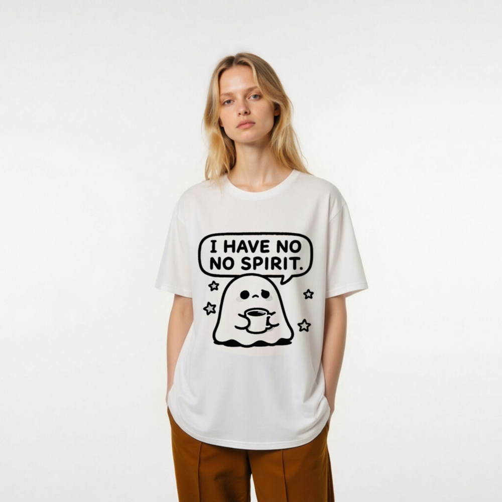 Unisex Organic Cotton T-Shirt: 'I Have No Spirit' Ghost Coffee Tee - Image 8