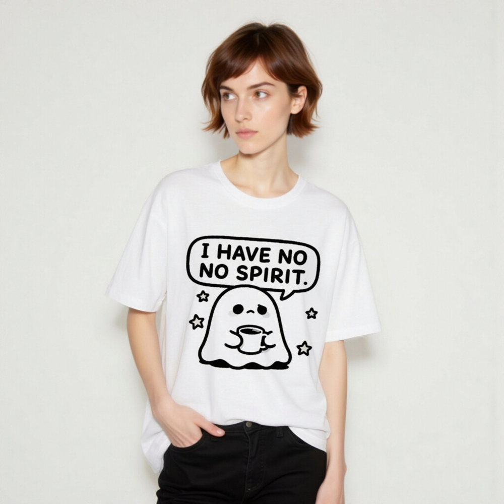 Unisex Organic Cotton T-Shirt: 'I Have No Spirit' Ghost Coffee Tee - Image 10