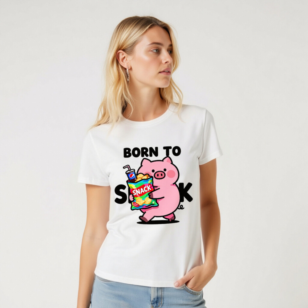 Unisex Organic Cotton T-Shirt - Born to Snack Pig with Chips & Pepsi - Image 7