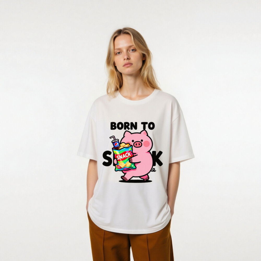 Unisex Organic Cotton T-Shirt - Born to Snack Pig with Chips & Pepsi - Image 8