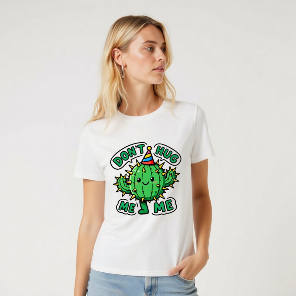 Don't Hug Me Me Cactus T-Shirt - Unisex Organic Cotton Tee - Image 7