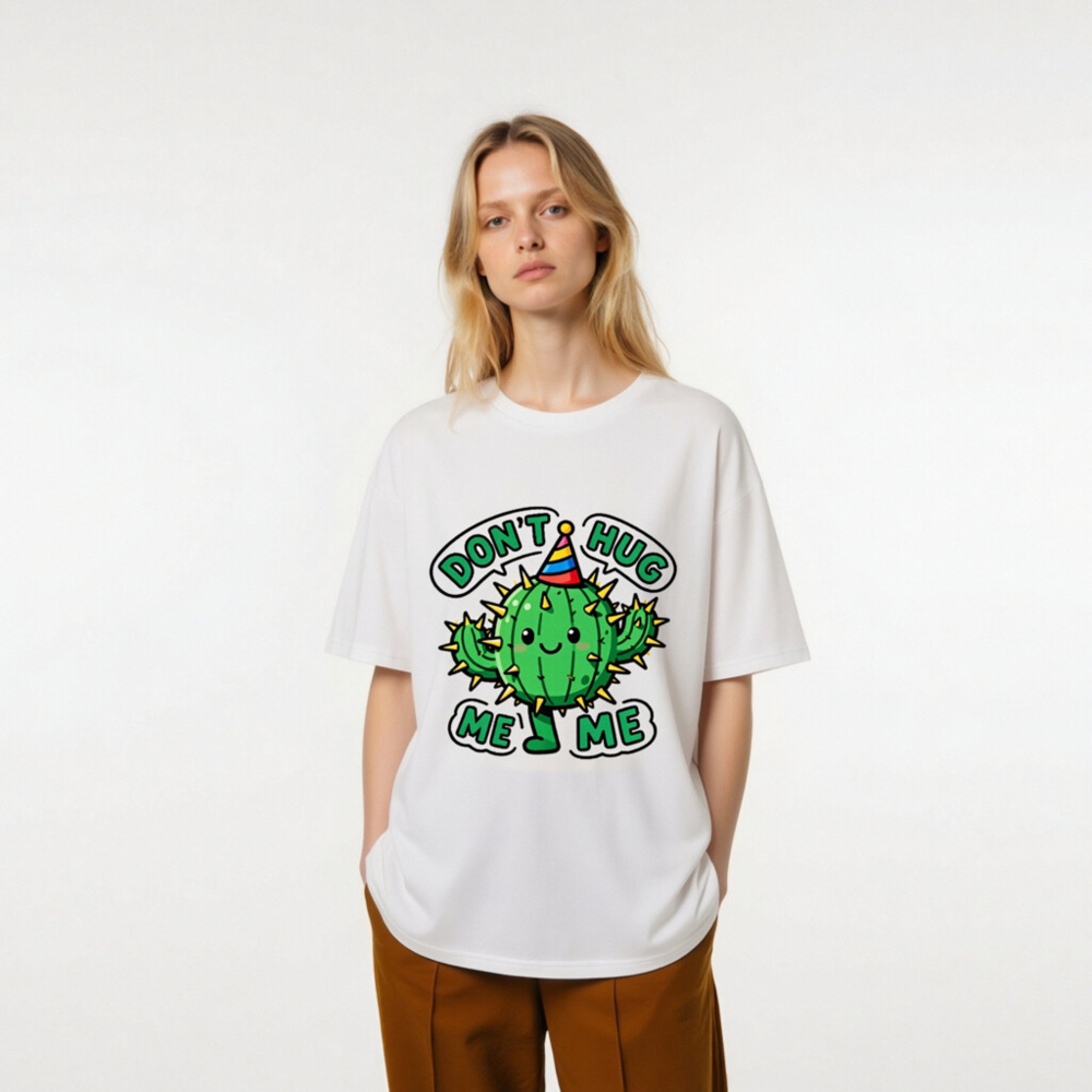 Don't Hug Me Me Cactus T-Shirt - Unisex Organic Cotton Tee - Image 8