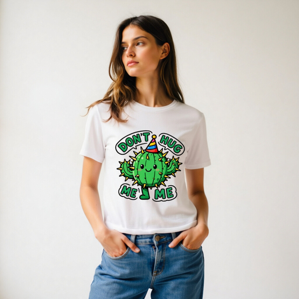Don't Hug Me Me Cactus T-Shirt - Unisex Organic Cotton Tee - Image 11