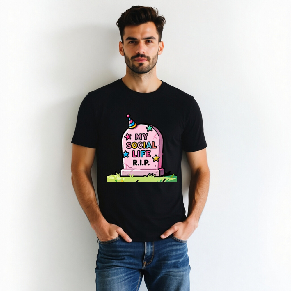 Unisex Staple T-Shirt | My Social Life R.I.P. Funny Graveyard Tee - Image 2