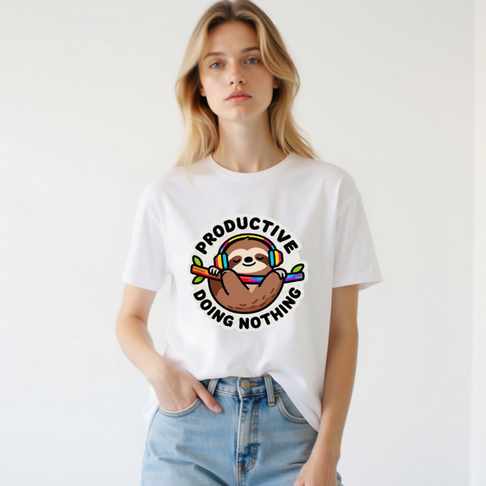 Unisex Staple T-Shirt | Productive Doing Nothing Sloth Graphic Tee - Image 2