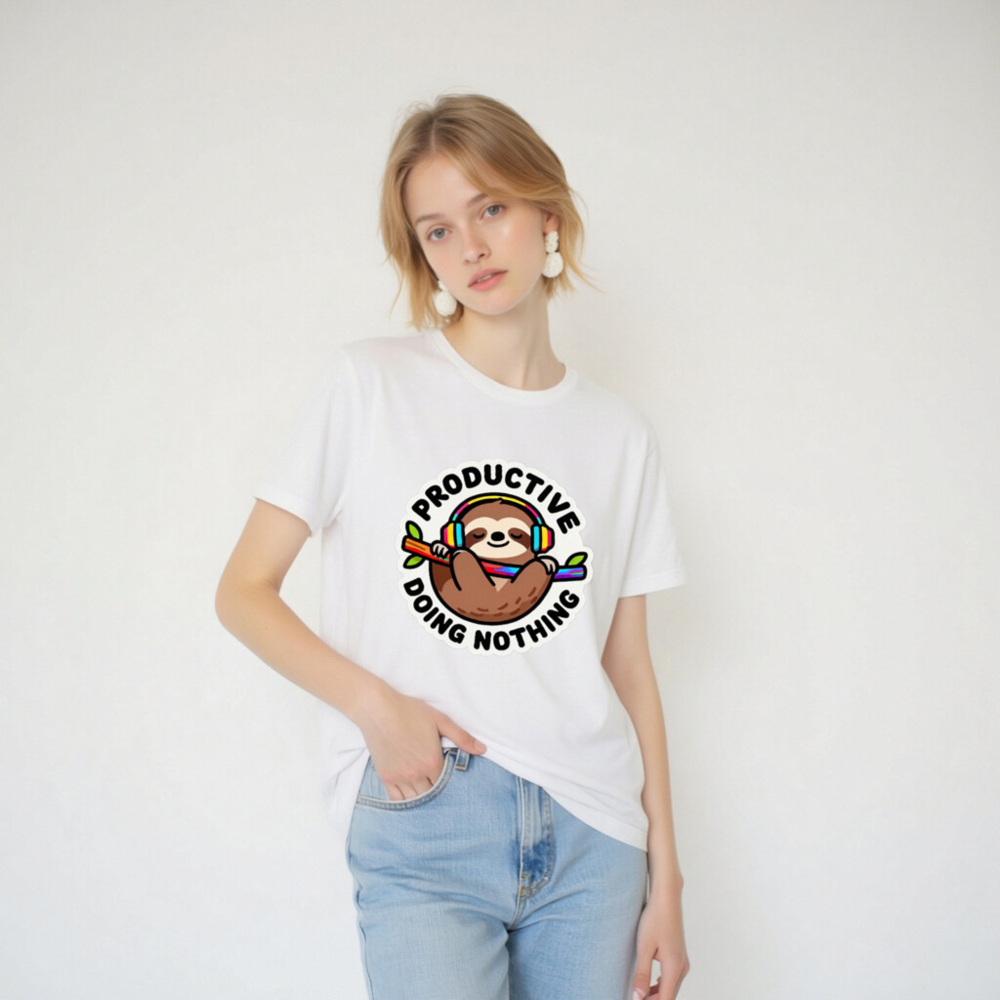 Unisex Staple T-Shirt | Productive Doing Nothing Sloth Graphic Tee - Image 3