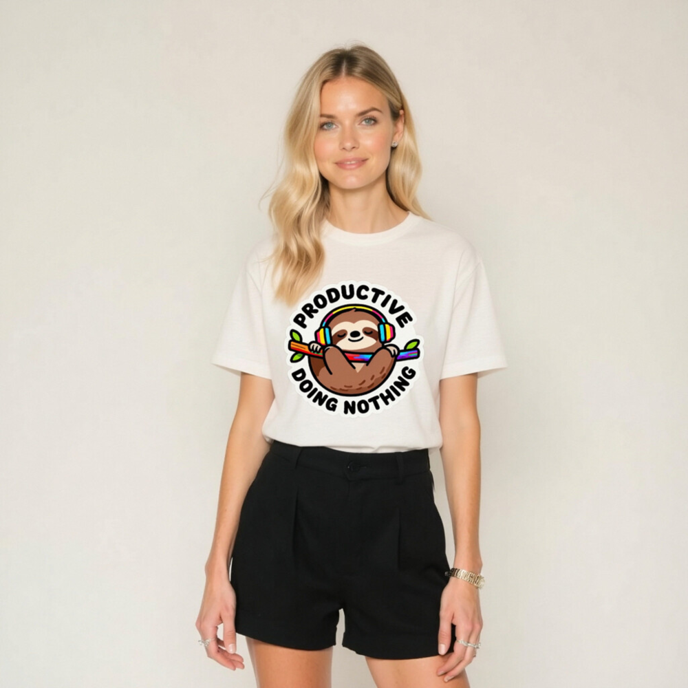 Unisex Staple T-Shirt | Productive Doing Nothing Sloth Graphic Tee - Image 7