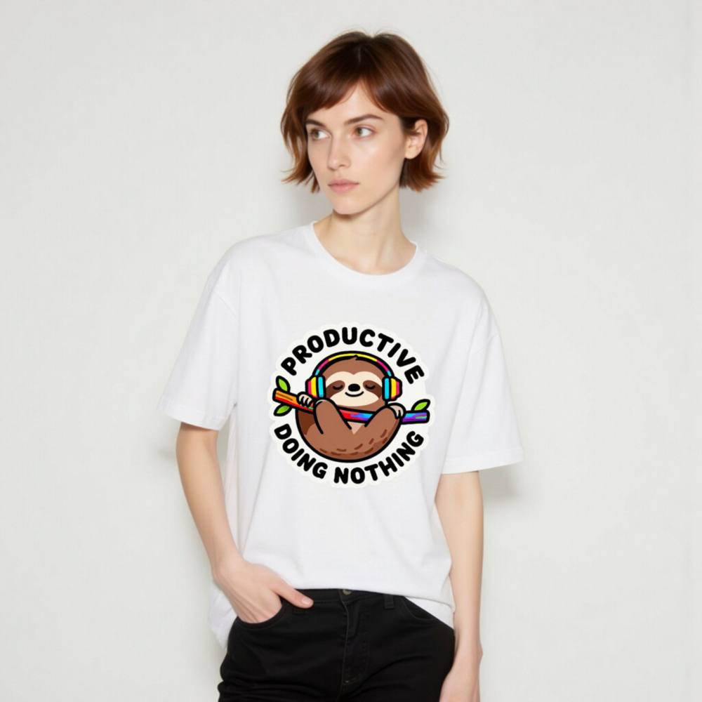 Unisex Staple T-Shirt | Productive Doing Nothing Sloth Graphic Tee - Image 8