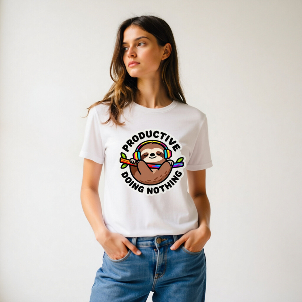 Unisex Staple T-Shirt | Productive Doing Nothing Sloth Graphic Tee - Image 9
