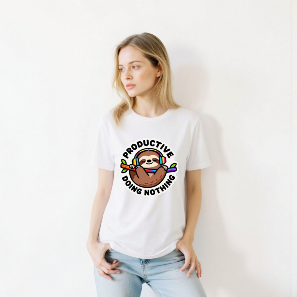 Unisex Staple T-Shirt | Productive Doing Nothing Sloth Graphic Tee - Image 10