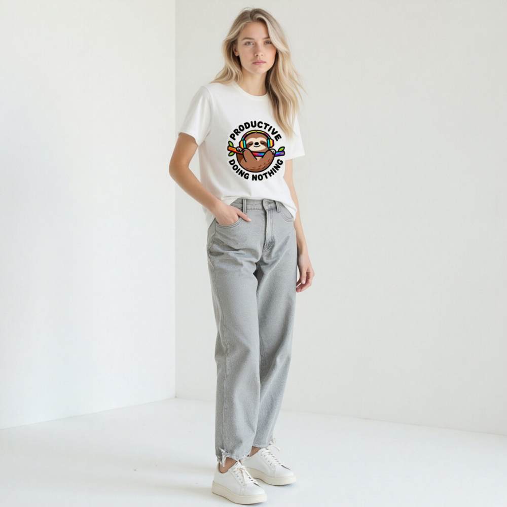 Unisex Staple T-Shirt | Productive Doing Nothing Sloth Graphic Tee - Image 11