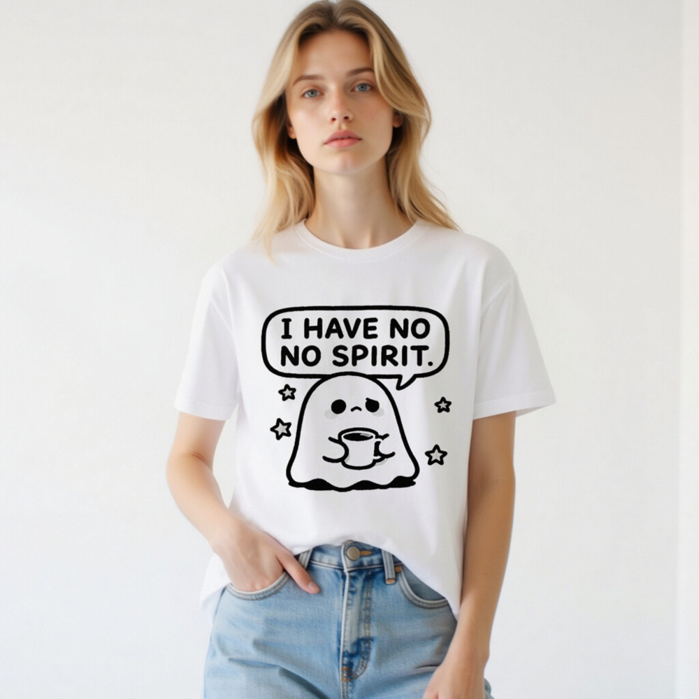 I Have No Spirit Ghost Tee - Unisex Staple T-Shirt with Cute Coffee Ghost Design - Image 2