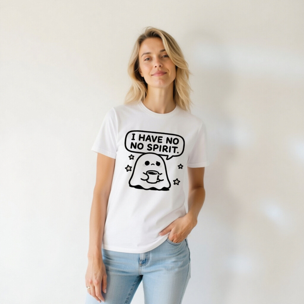 I Have No Spirit Ghost Tee - Unisex Staple T-Shirt with Cute Coffee Ghost Design - Image 5