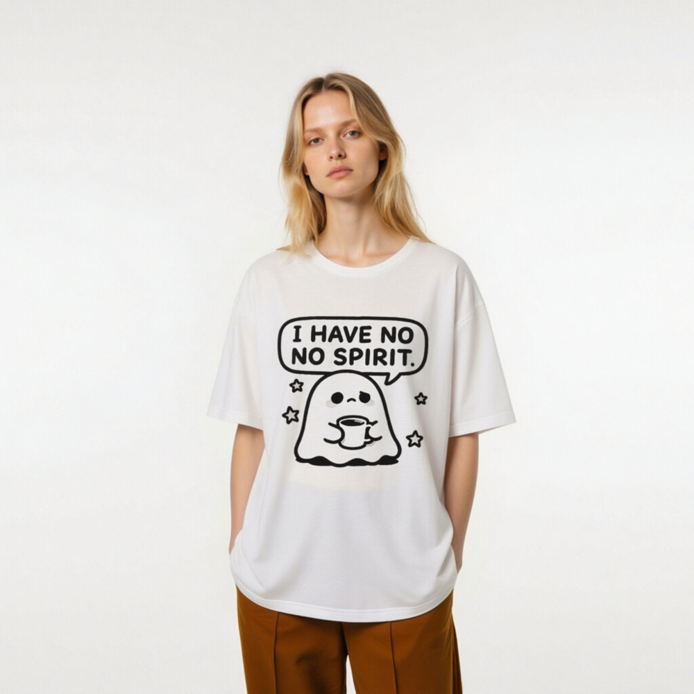 I Have No Spirit Ghost Tee - Unisex Staple T-Shirt with Cute Coffee Ghost Design - Image 6