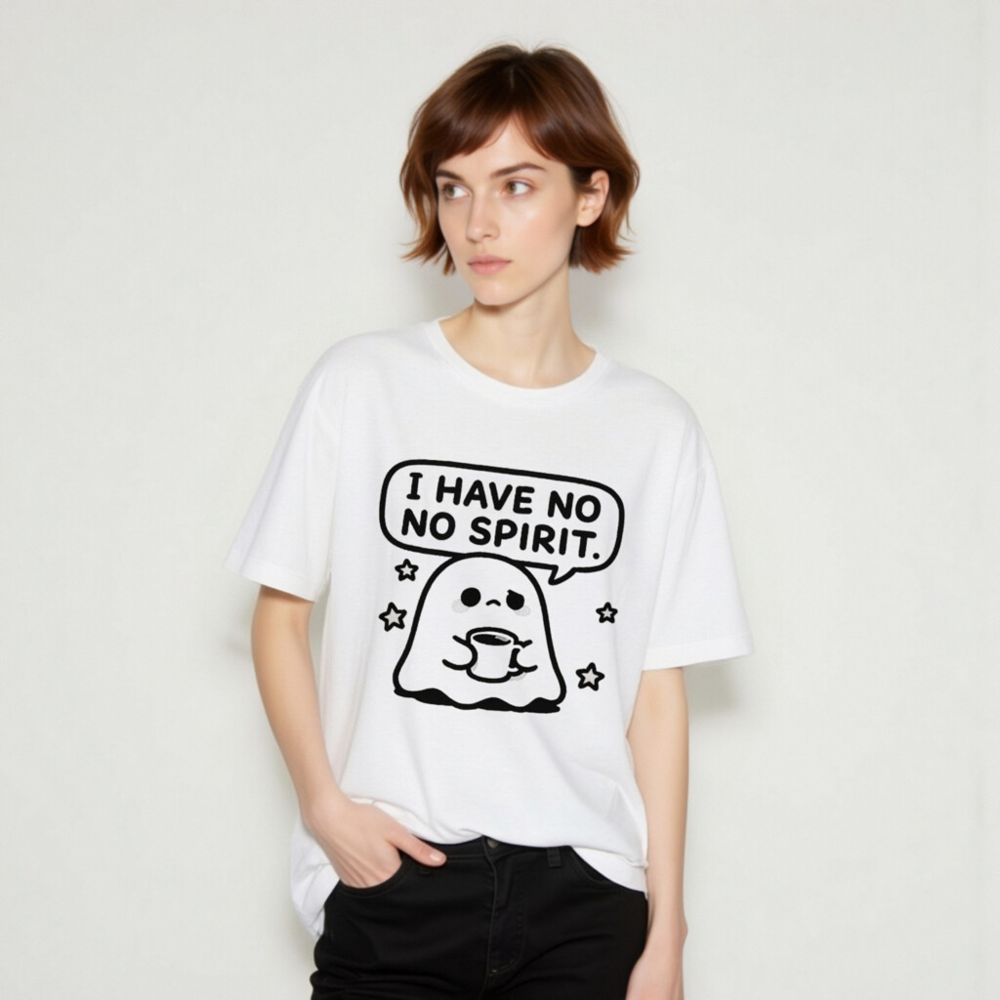 I Have No Spirit Ghost Tee - Unisex Staple T-Shirt with Cute Coffee Ghost Design - Image 8