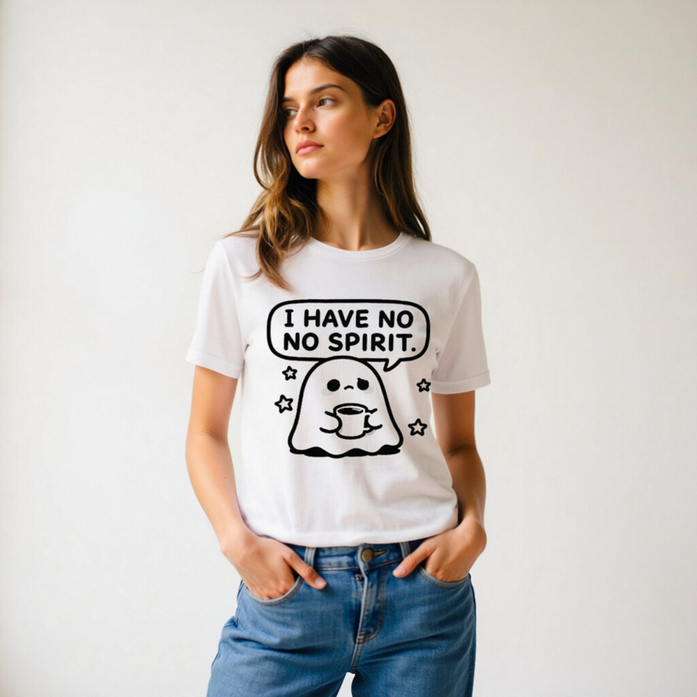 I Have No Spirit Ghost Tee - Unisex Staple T-Shirt with Cute Coffee Ghost Design - Image 9