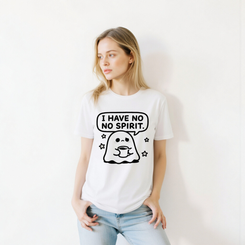 I Have No Spirit Ghost Tee - Unisex Staple T-Shirt with Cute Coffee Ghost Design - Image 10