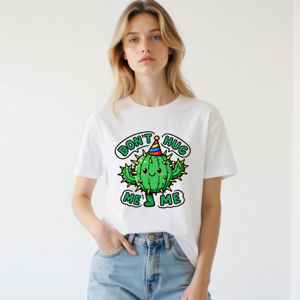 Don't Hug Me, Me! Cactus Party T-Shirt - Unisex Staple Tee - Image 2